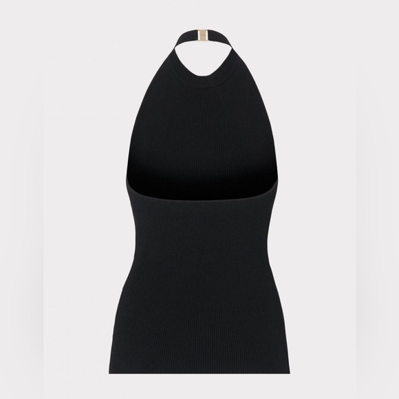 MILLY Metal Neck Trim Halter Top Black Size M - Picture 3 of 6
